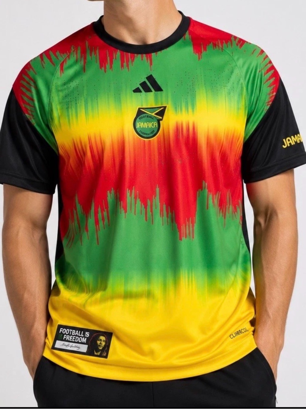 Adidas Jamaica Bob Marley Soccer Jersey Mens ClimaCool Green Red  NWT